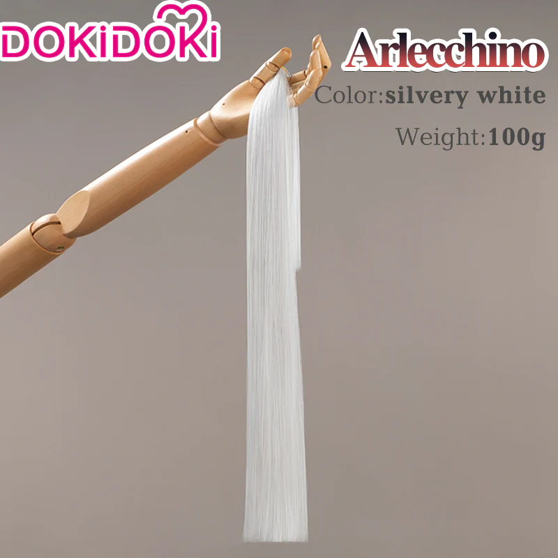 【Partially Ready For Ship】DokiDoki Game Genshin Impact Fontaine  Fatui Harbinger Cosplay The Knave Arlecchino Wig Long Straight White Red Gradient Hair / Ear Clip / Wefts / Childhood Ver. / Youth Ver. / Boss Ver. - Image 15