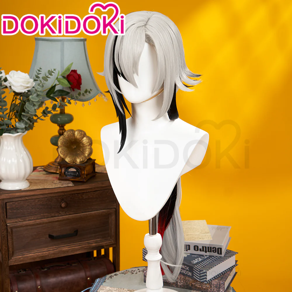 【Partially Ready For Ship】DokiDoki Game Genshin Impact Fontaine  Fatui Harbinger Cosplay The Knave Arlecchino Wig Long Straight White Red Gradient Hair / Ear Clip / Wefts / Childhood Ver. / Youth Ver. / Boss Ver. - Image 6
