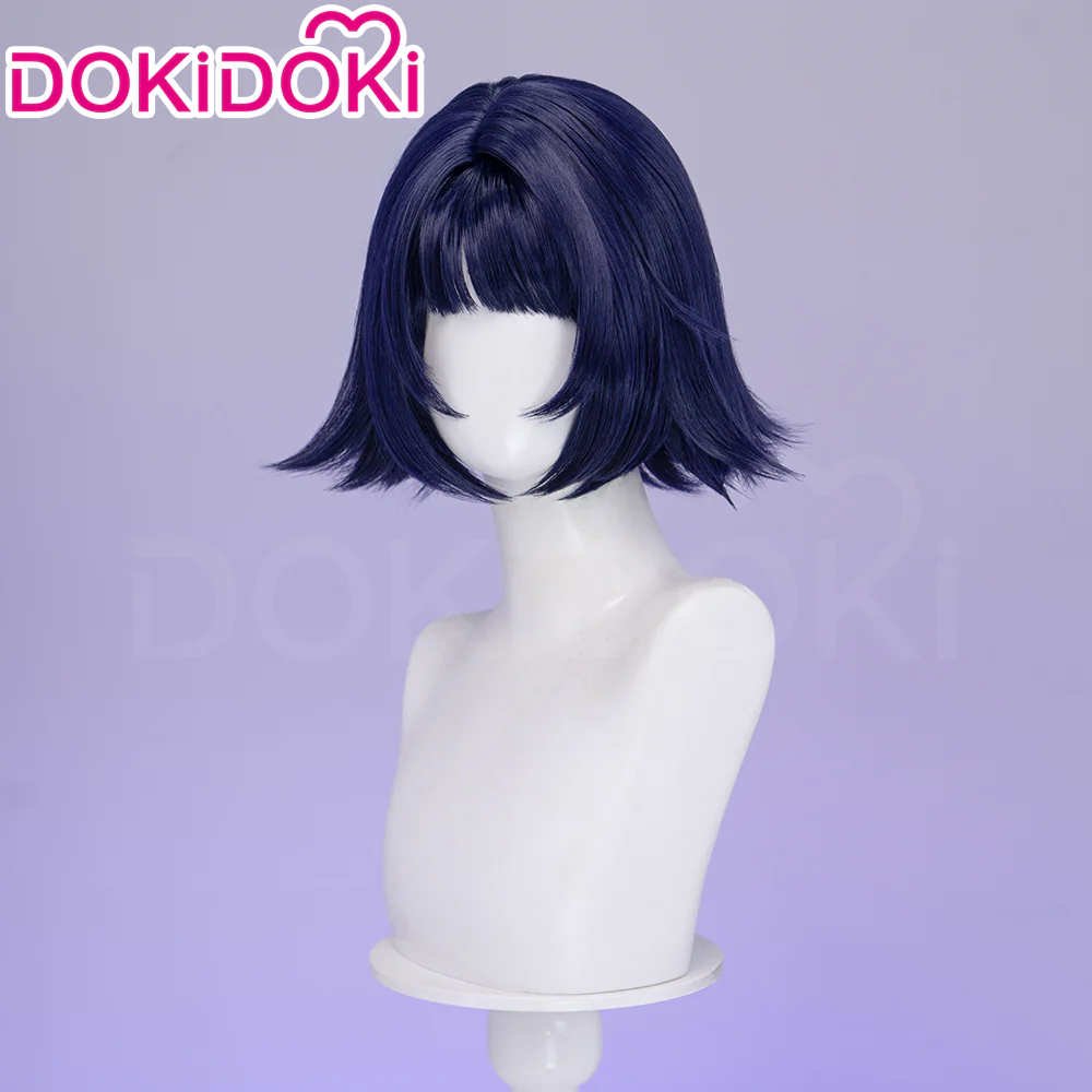 【Ready For Ship】DokiDoki Game Genshin Impact Miliastra Wonderland Cosplay Manekina Wig Short Straight Navy Blue Hair Wonderland Manekin - Image 2