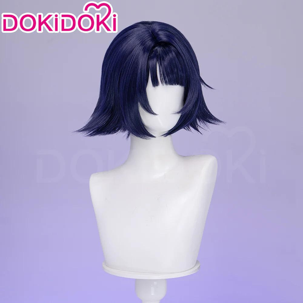 【Ready For Ship】DokiDoki Game Genshin Impact Miliastra Wonderland Cosplay Manekina Wig Short Straight Navy Blue Hair Wonderland Manekin - Image 3
