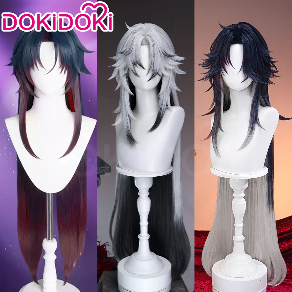【Ready For Ship】DokiDoki Game Honkai: Star Rail Cosplay Blade Wig Long Straight Red & Blue Hair/Wefts/ Earring - Image 2