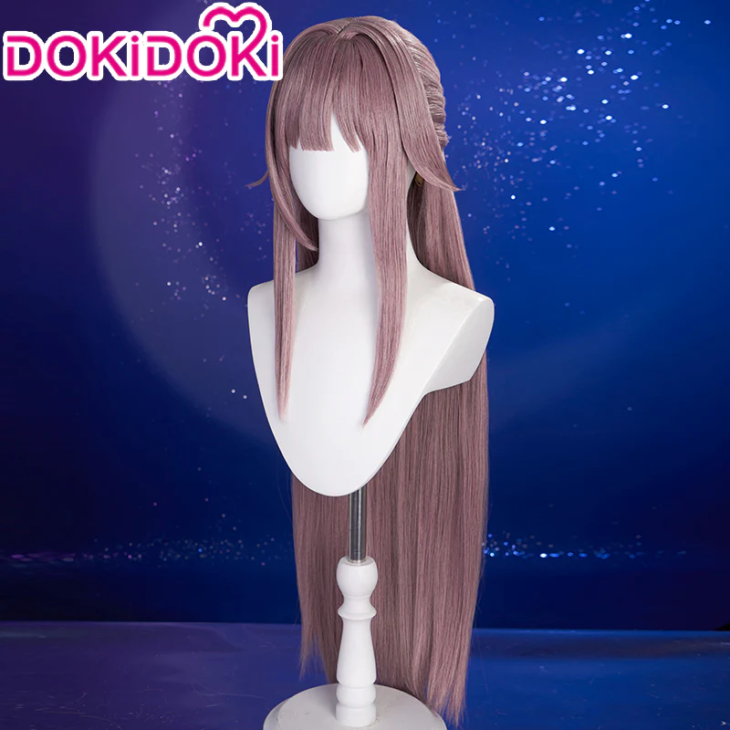 【Dark Ver. Ready For Ship】DokiDoki Game Honkai: Star Rail Cosplay Herta Wig Long Straight Purple Pink Hair - Image 2