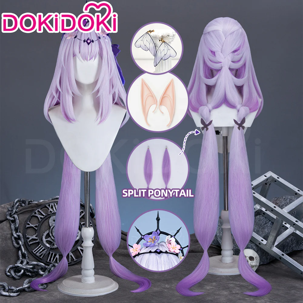 【Ready For Ship】DokiDoki Game Honkai: Star Rail Cosplay Castorice Cosplay Wig / Headwear Ears / Earrings Ear Clips Ear Accessories  Long Straight Purple Hair Twin Ponytails