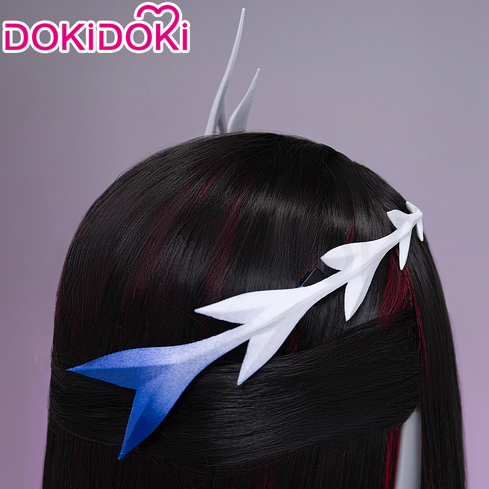 【Ready For Ship】DokiDoki Game Honkai: Star Rail Cosplay Hysilens Wig Long Black Purple Red Gradient Hair / Hair Accessory / Ear Clips Helektra - Image 8