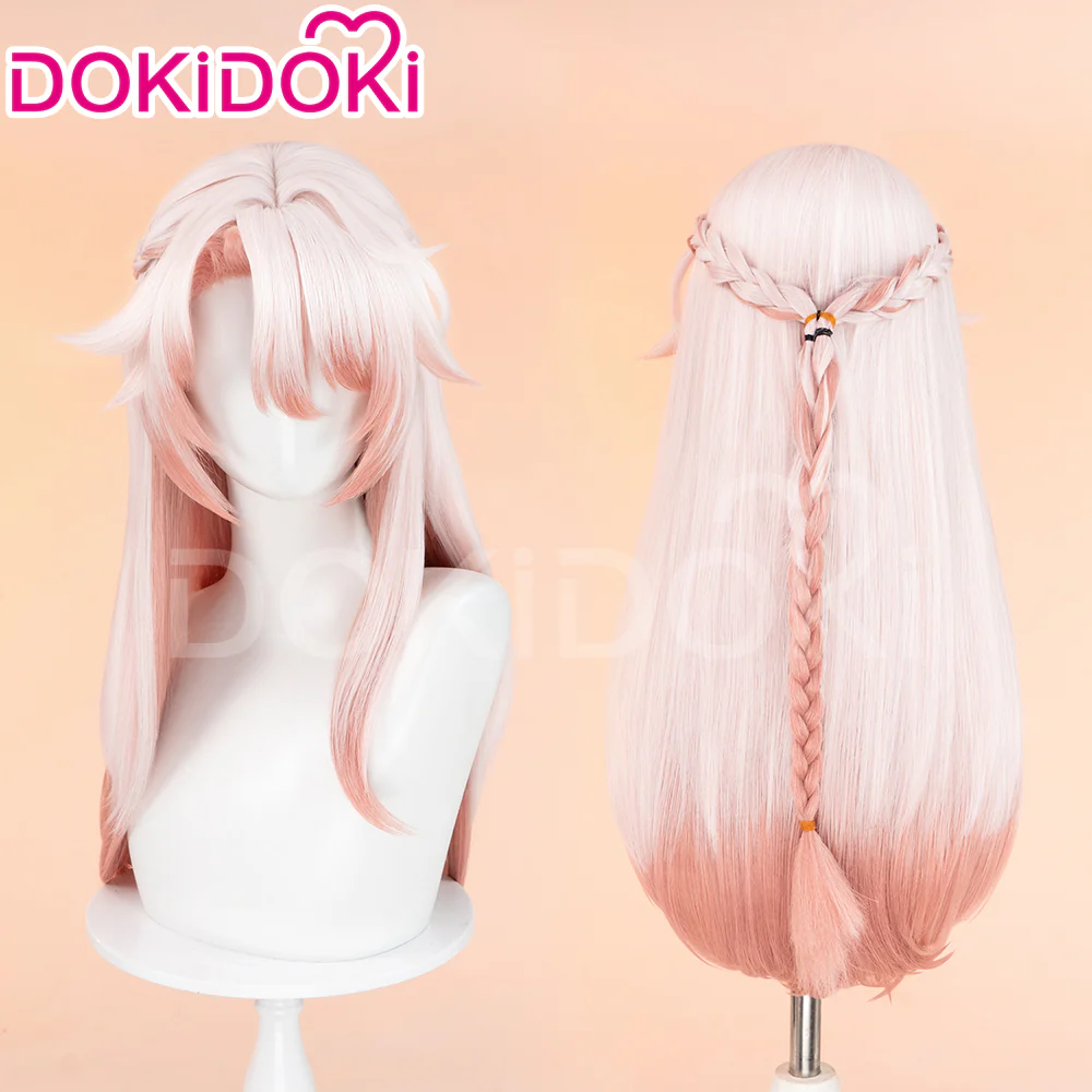 【Ready For Ship】DokiDoki Game Honkai: Star Rail Cosplay Jiaoqiu Wig Long Straight Pink Hair / Ear / Tial  Jiao Qiu - Image 2