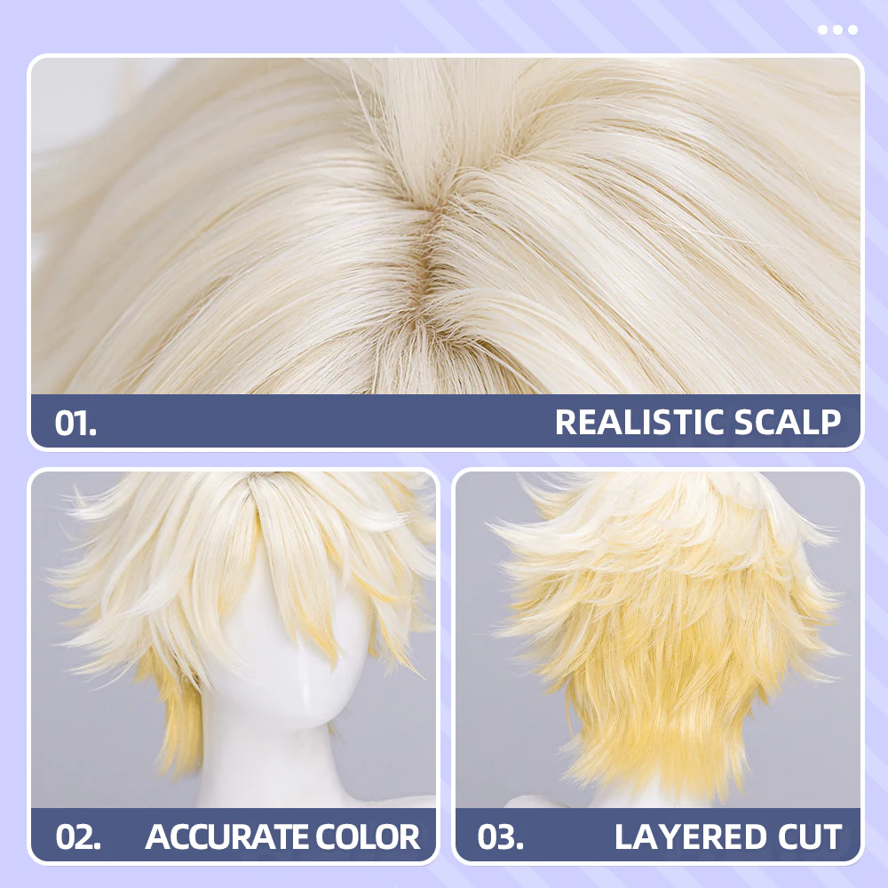 【Partially Ready For Ship】DokiDoki Game Honkai: Star Rail Cosplay Phainon Wig / Weft / Tattoo / Ear Clips Short Straight Silver Hair Darkening - Image 18