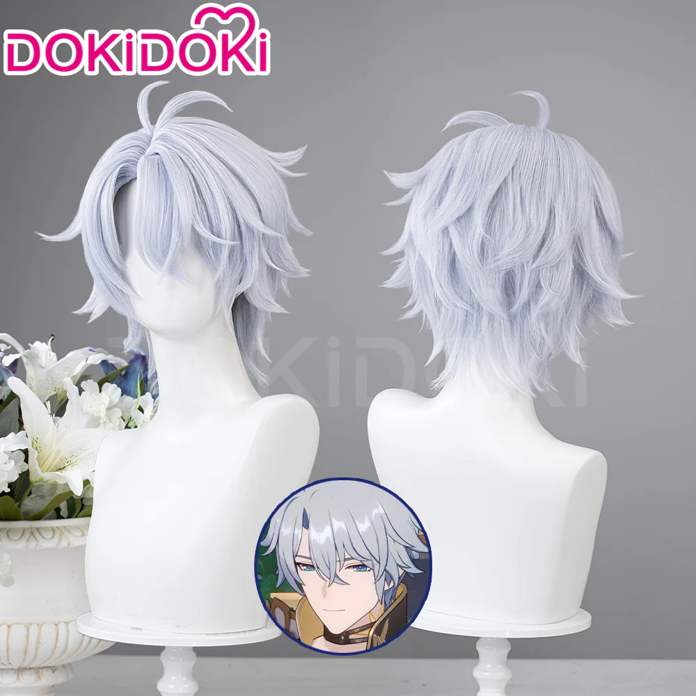 【Partially Ready For Ship】DokiDoki Game Honkai: Star Rail Cosplay Phainon Wig / Weft / Tattoo / Ear Clips Short Straight Silver Hair Darkening - Image 8