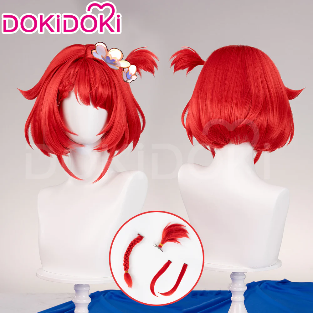 DokiDoki Game Honkai: Star Rail Cosplay Tribios Cosplay Wig Short Red Straight Wig - Image 14