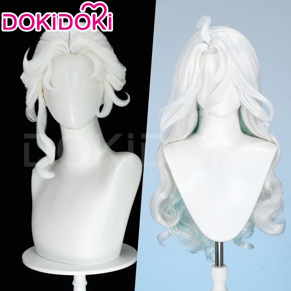 【Ready For Ship】DokiDoki Game Identity V Cosplay Mrs. Red Bloody Queen Mary Wig Afterimage of Hope Long Curly White Light Green Hair