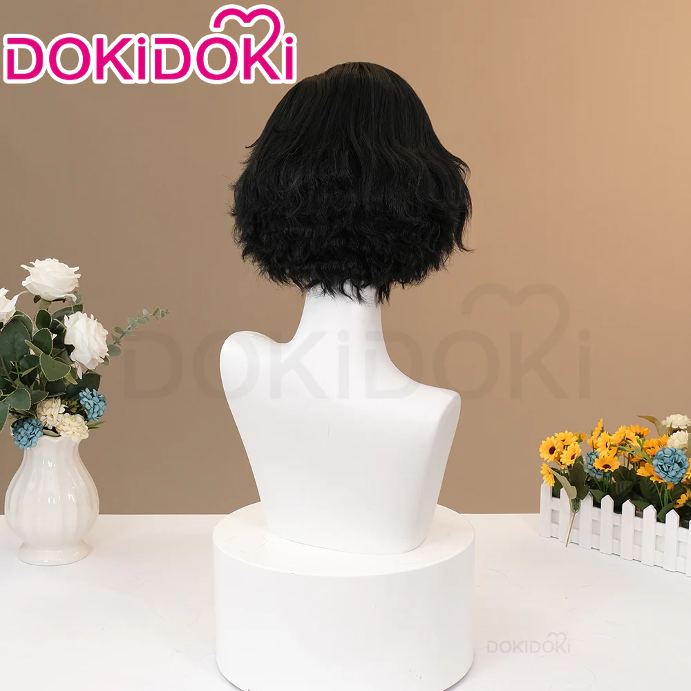 【Ready For Ship】DokiDoki Game Cosplay Pinocchioo Wig Short Curly Black Hair - Image 3