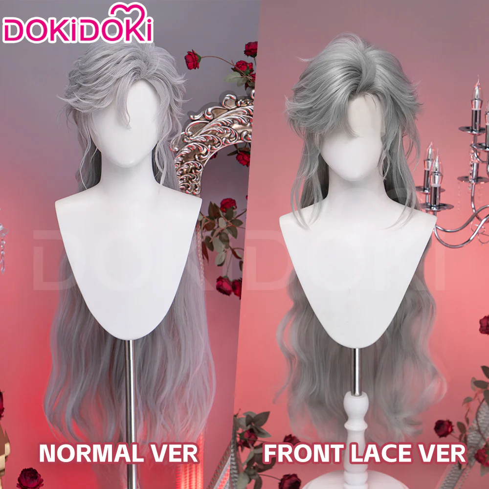 【Normal Ver Ready For Ship】【Front Lace】DokiDoki Game Love and Deepspace Cosplay Sylus Wig Long Curly Silver Hair Silverwing Fiend