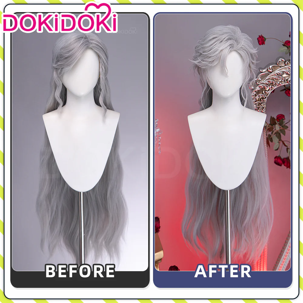 【Normal Ver Ready For Ship】【Front Lace】DokiDoki Game Love and Deepspace Cosplay Sylus Wig Long Curly Silver Hair Silverwing Fiend - Image 4