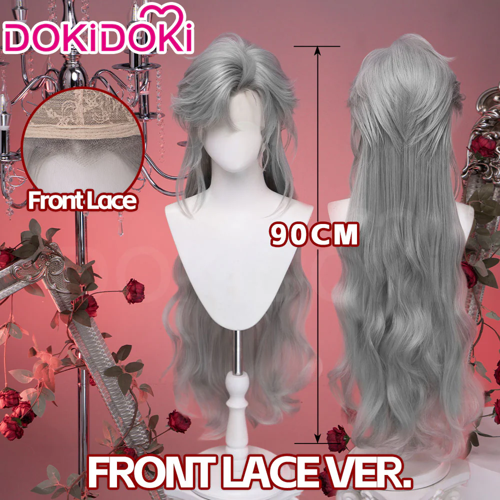 【Normal Ver Ready For Ship】【Front Lace】DokiDoki Game Love and Deepspace Cosplay Sylus Wig Long Curly Silver Hair Silverwing Fiend - Image 9