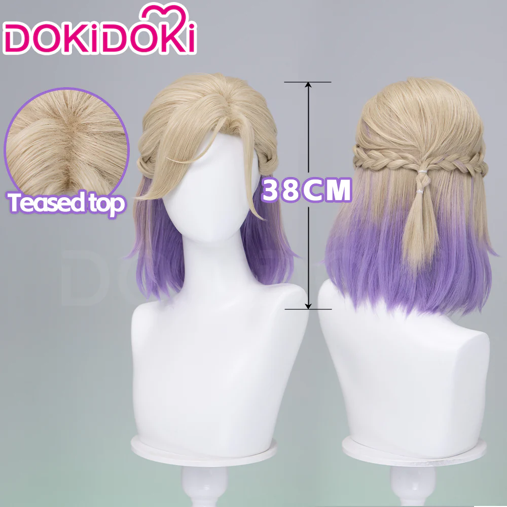 【Normal Ver Ready For Ship】DokiDoki Game Cosplay Wig Short Golden & Purple Hair Dorm - Image 3