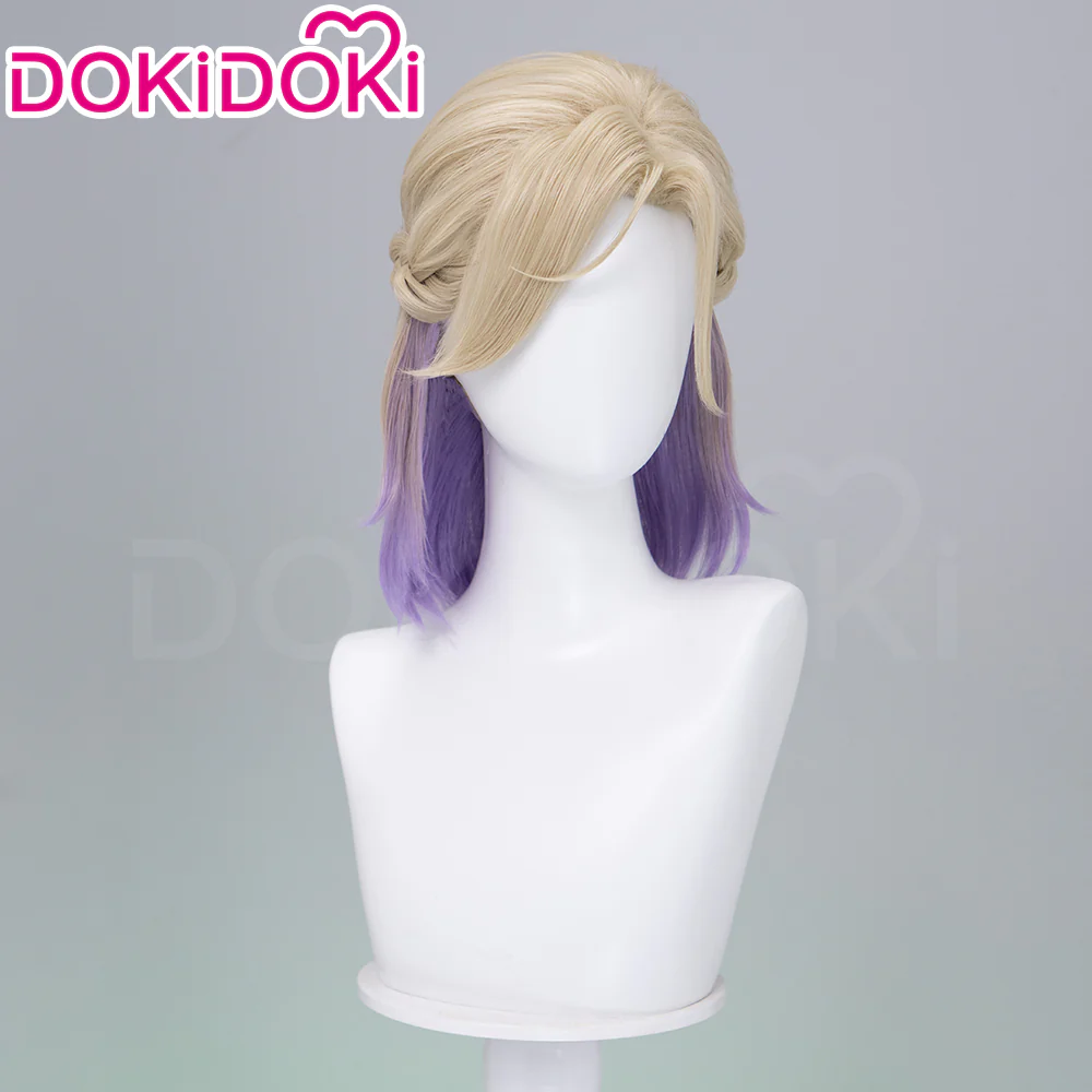 【Normal Ver Ready For Ship】DokiDoki Game Cosplay Wig Short Golden & Purple Hair Dorm - Image 5