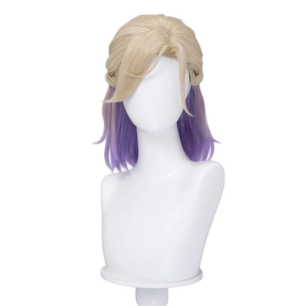 【Normal Ver Ready For Ship】DokiDoki Game Cosplay Wig Short Golden & Purple Hair Dorm - Image 7