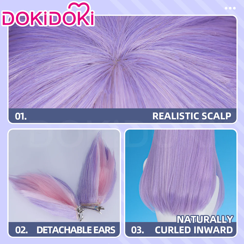 【Ready For Ship】DokiDoki Game Cosplay Wig Long Straight Purple Hair - Image 4