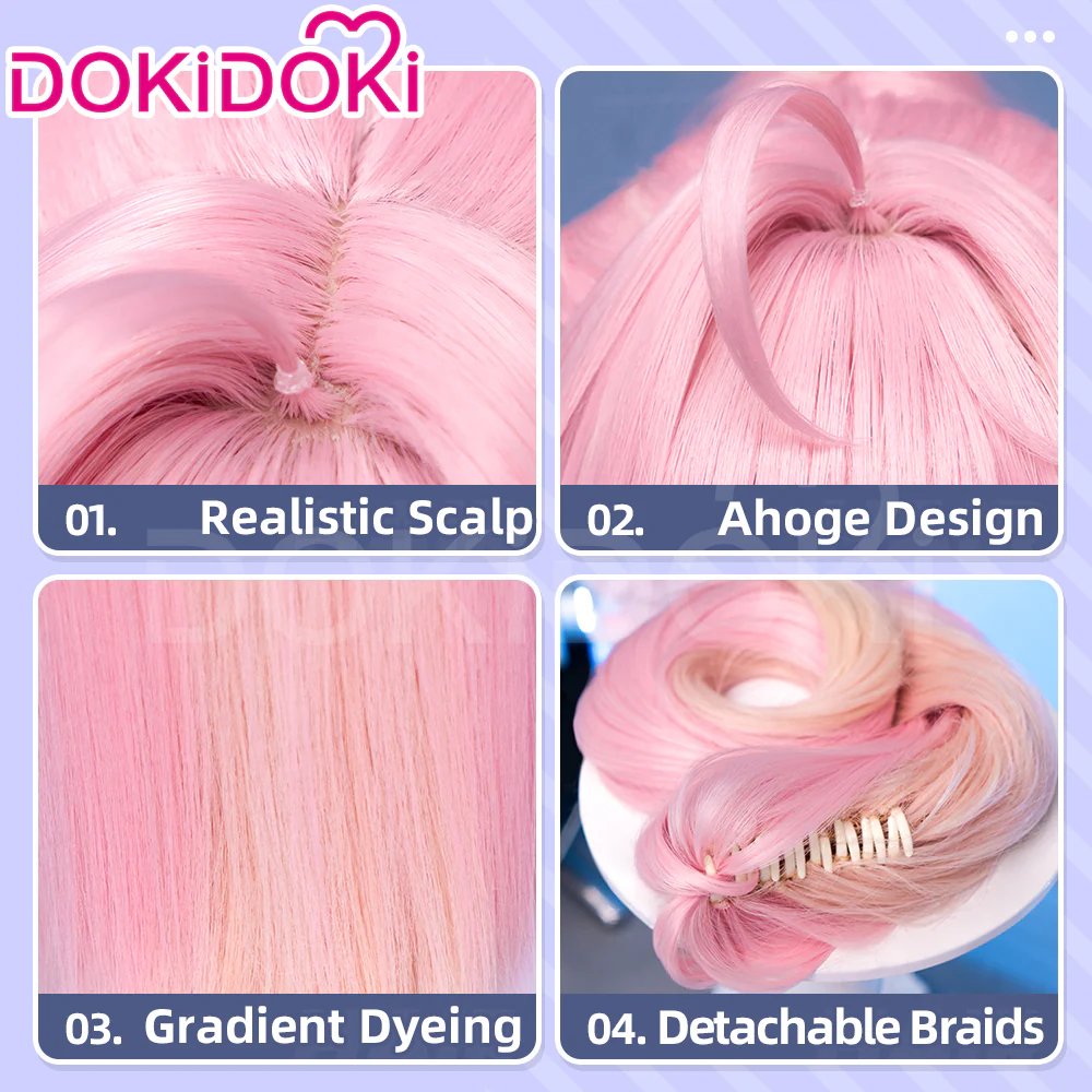 【Ready For Ship】DokiDoki Game Wuthering Waves Cosplay Aemeath Wig Long Straight Pink Ponytail Gradient Dyeing Hair - Image 8