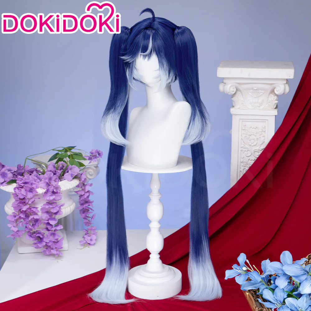 【Ready For Ship】DokiDoki Game Wuthering Waves Cosplay Iuno Wig Blue Double Ponytails - Image 2