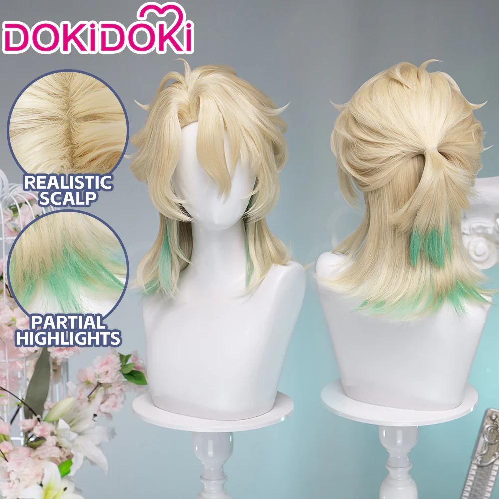 【Ready For Ship】DokiDoki Game Wuthering Waves Cosplay Luuk Herssen Wig Long Blonde Light Green Hightlight Hair