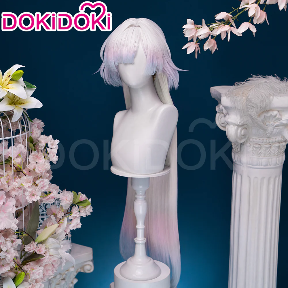【Ready For Ship】DokiDoki Game Wuthering Waves Cosplay Mornye Wig Long Straight Silver Light Pink Blue Dye Gradient / Back T Color Hair - Image 12
