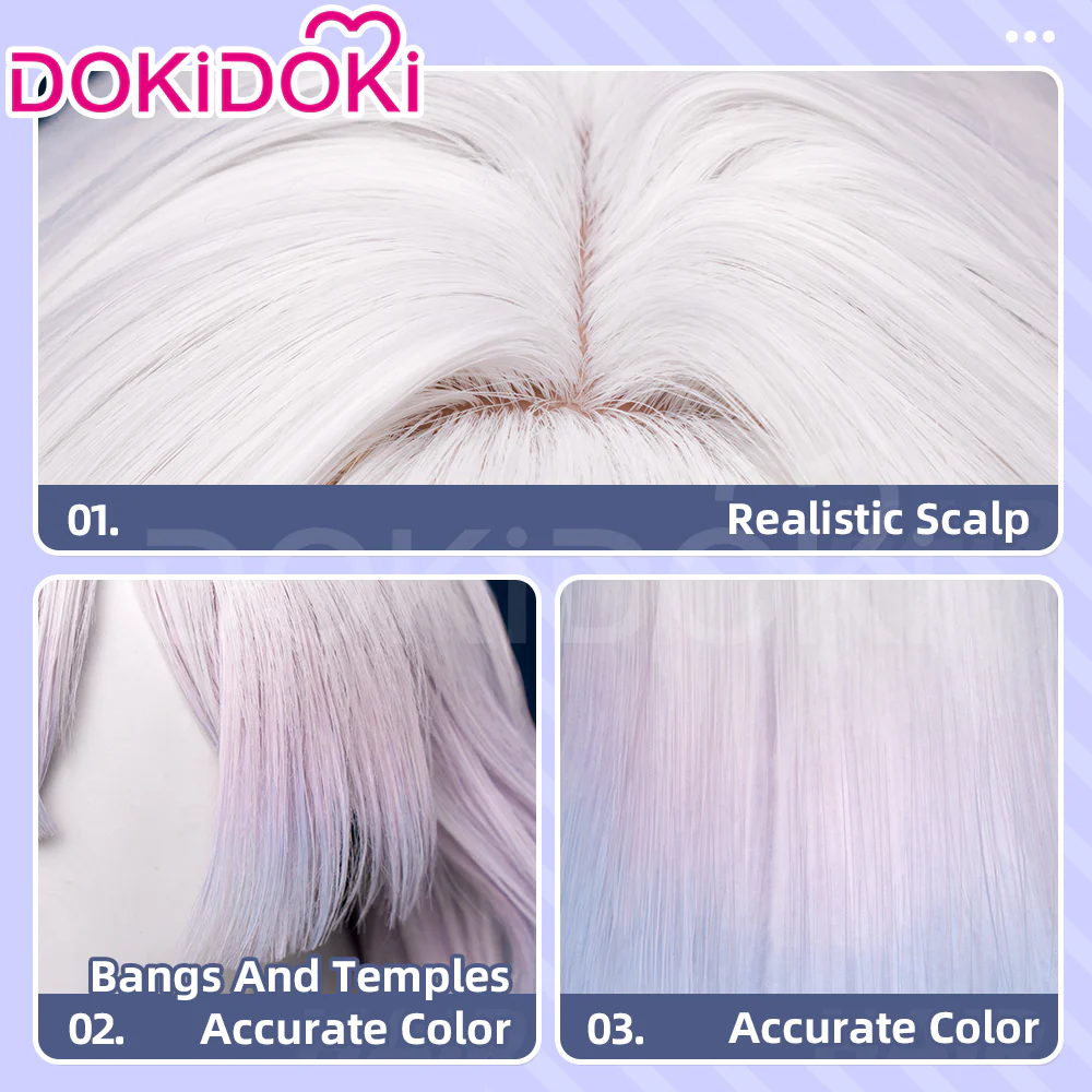 【Ready For Ship】DokiDoki Game Wuthering Waves Cosplay Mornye Wig Long Straight Silver Light Pink Blue Dye Gradient / Back T Color Hair - Image 14