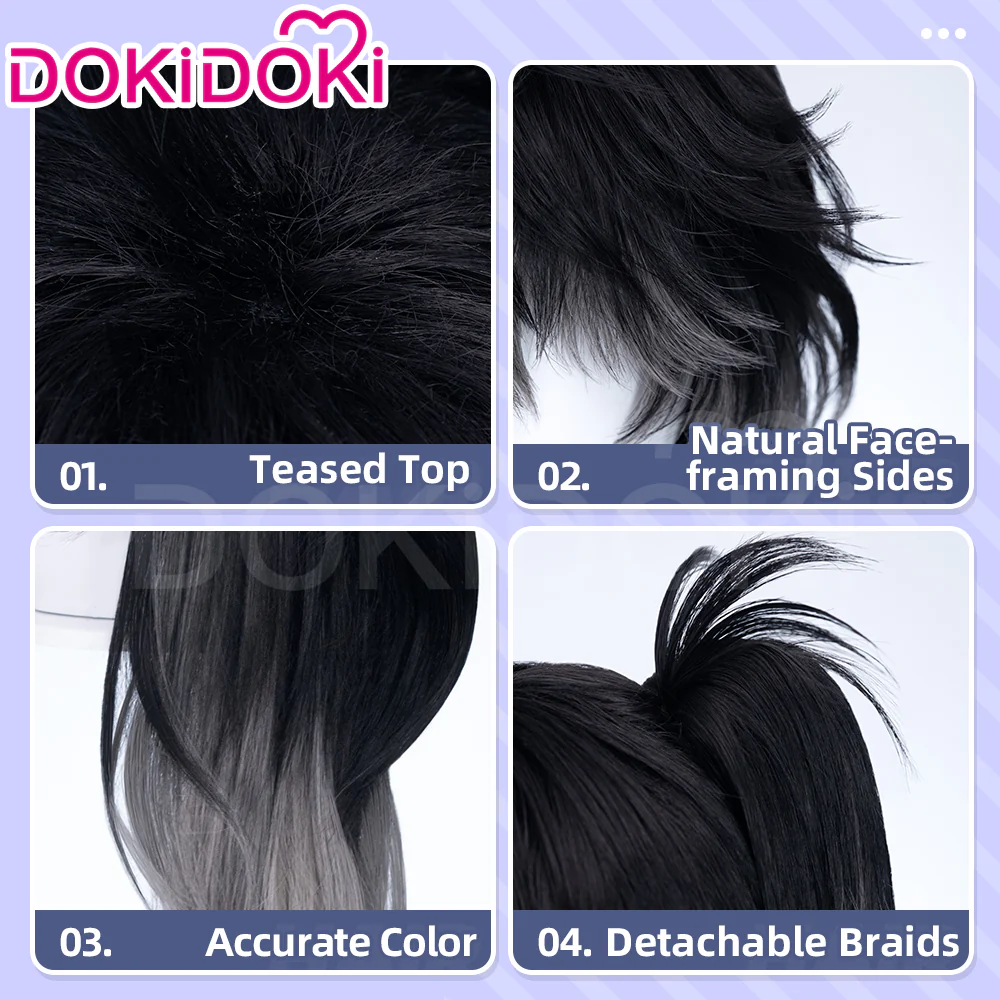 【Ready For Ship】DokiDoki Game Wuthering Waves Cosplay Qiuyuan Wig Long Curly Black Gray Gradient Hair Qiu Yuan - Image 4