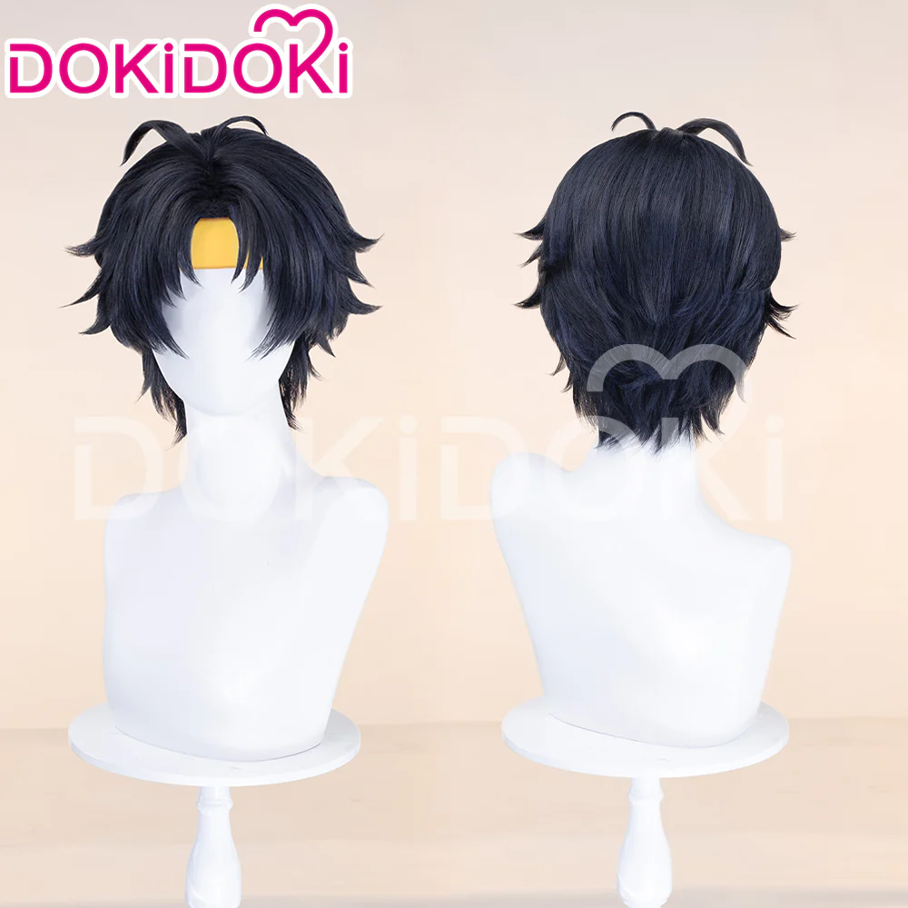 【Ready For Ship】DokiDoki Game Zenless Zone Zero Cosplay Asaba Yuma Wig / Choker / Earring / Ear Clip Short Straight Dark Blue Hair ZZZ Harumasa - Image 4
