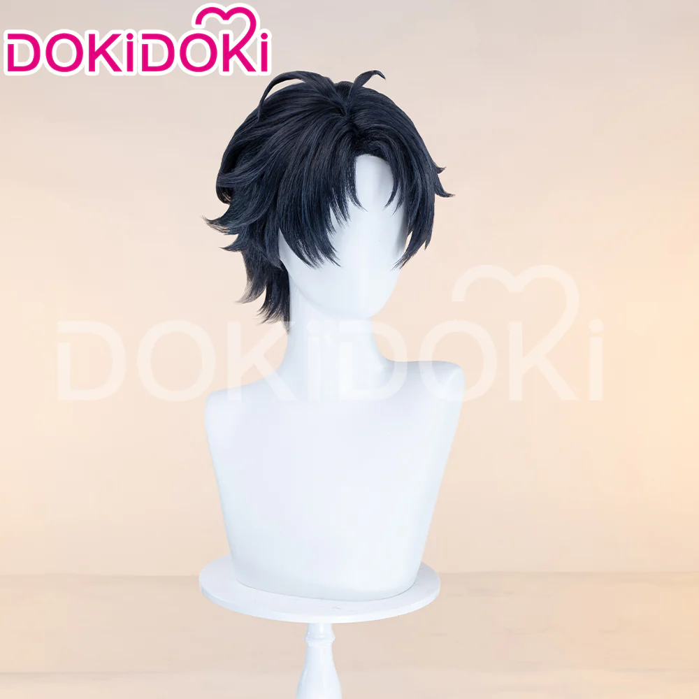 【Ready For Ship】DokiDoki Game Zenless Zone Zero Cosplay Asaba Yuma Wig / Choker / Earring / Ear Clip Short Straight Dark Blue Hair ZZZ Harumasa - Image 5