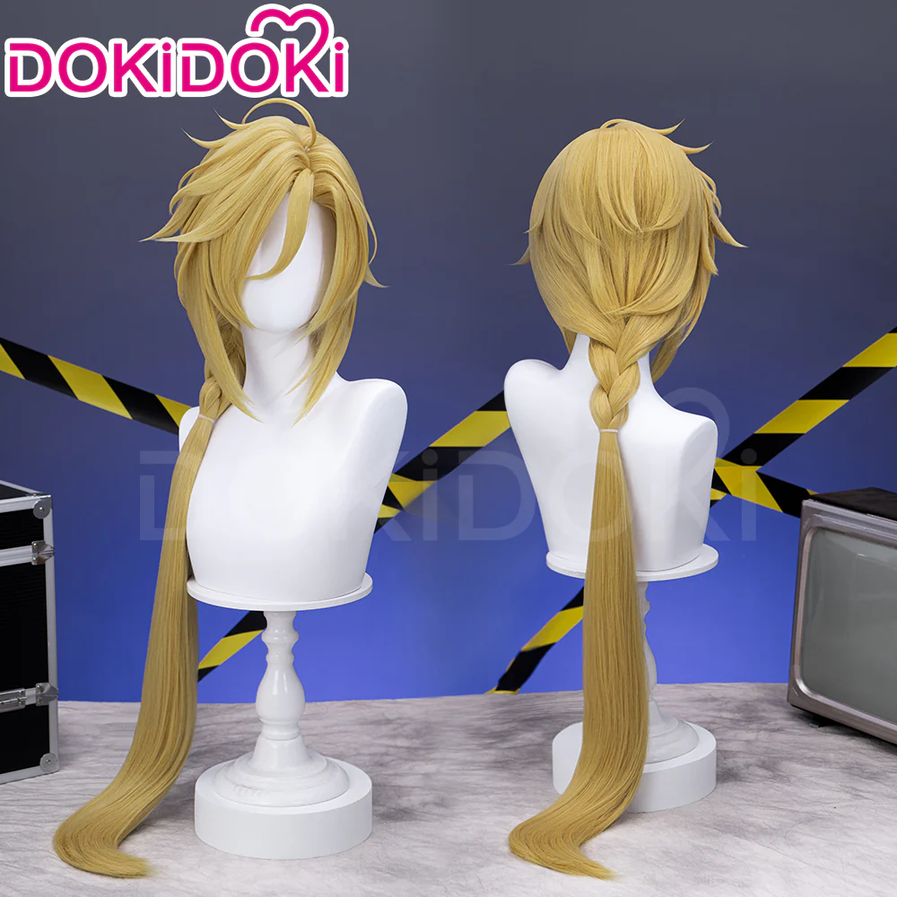 【Ready For Ship】DokiDoki Game Zenless Zone Zero Cosplay Hugo Cosplay Wig / Earrings Long Straight Blond Hair Ponytail ZZZ - Image 2