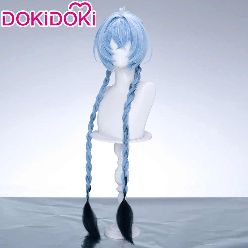 DokiDoki Game Zenless Zone Zero Cosplay Lucia Wig Long Straight Blue Hair Buns Braid zzz - Image 3
