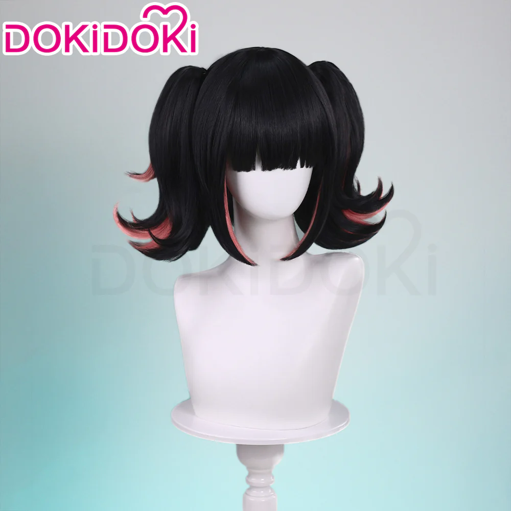 DokiDoki Game Zenless Zone Zero Cosplay Virtual Idol Wig Short Straight Black Pink Double Tail Hair - Image 4