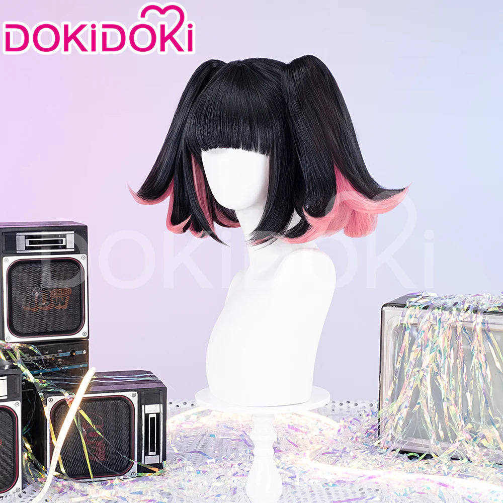DokiDoki Game Zenless Zone Zero Cosplay Nangong Yu Wig Angels of Delusion Short Straight Black Pink Double Tail Hair  ZZZ Nan Gong Yu - Image 3