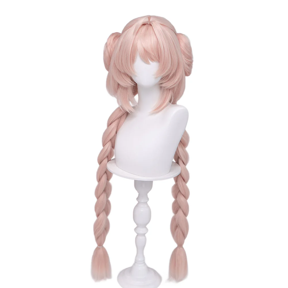 DokiDoki Game Zenless Zone Zero Cosplay Zhao Wig Long Straight Pink Hair Double Braids Rabbit ZZZ - Image 5