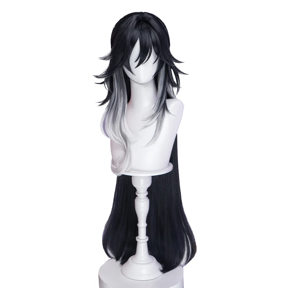 DokiDoki Honkai: Star Rail Cosplay Ashveil Wig Long Straight Dark Grey Silver Gradient Red Highlight Hair Planarcadia - Image 5