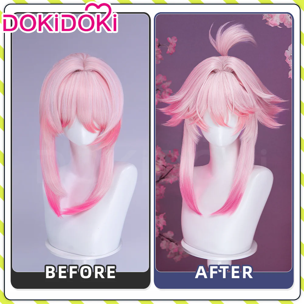 DokiDoki Honkai: Star Rail Cosplay Evanescia Wig Long Pink Gradient Hair Planarcadia - Image 5