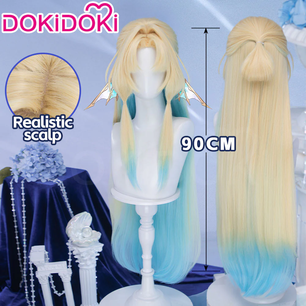 DokiDoki Honkai: Star Rail Cosplay Pearl Wig Long Straight Blonde Blue Gradient Hair Ten Stonehearts - Image 2