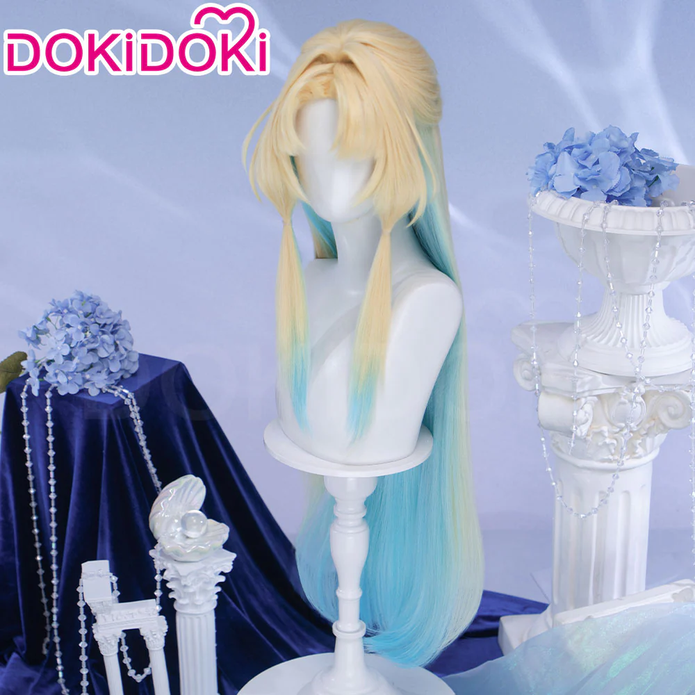 DokiDoki Honkai: Star Rail Cosplay Pearl Wig Long Straight Blonde Blue Gradient Hair Ten Stonehearts - Image 3