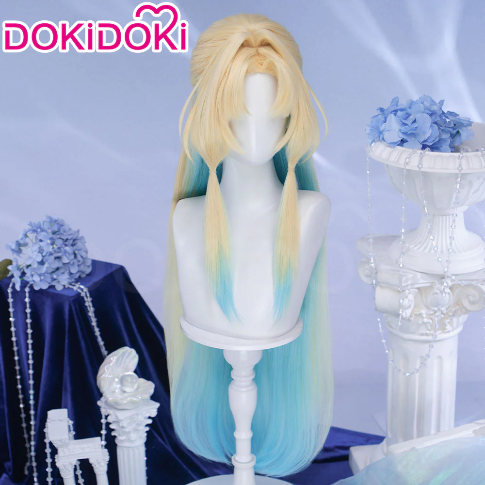 DokiDoki Honkai: Star Rail Cosplay Pearl Wig Long Straight Blonde Blue Gradient Hair Ten Stonehearts - Image 4