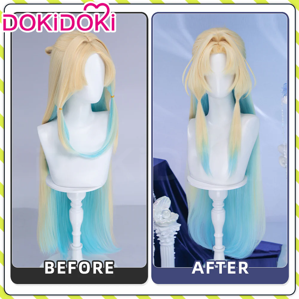 DokiDoki Honkai: Star Rail Cosplay Pearl Wig Long Straight Blonde Blue Gradient Hair Ten Stonehearts - Image 5
