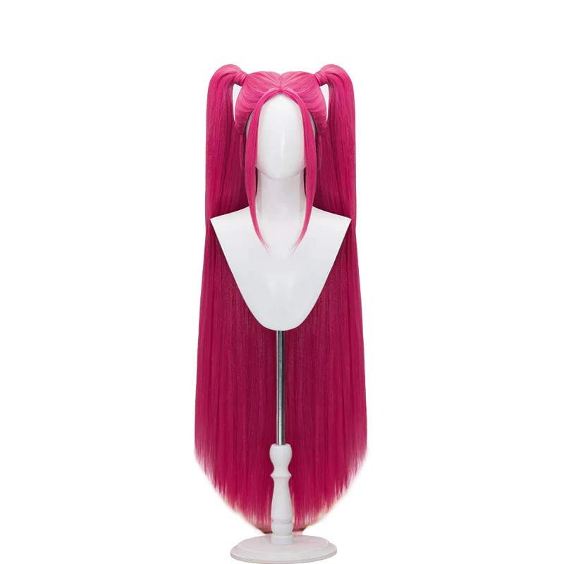 【US/EU LOCAL SHIPPING 】DokiDoki Movie Anime Cosplay Women Wig Long Pink Straight Hair Two Ponytails - Image 3