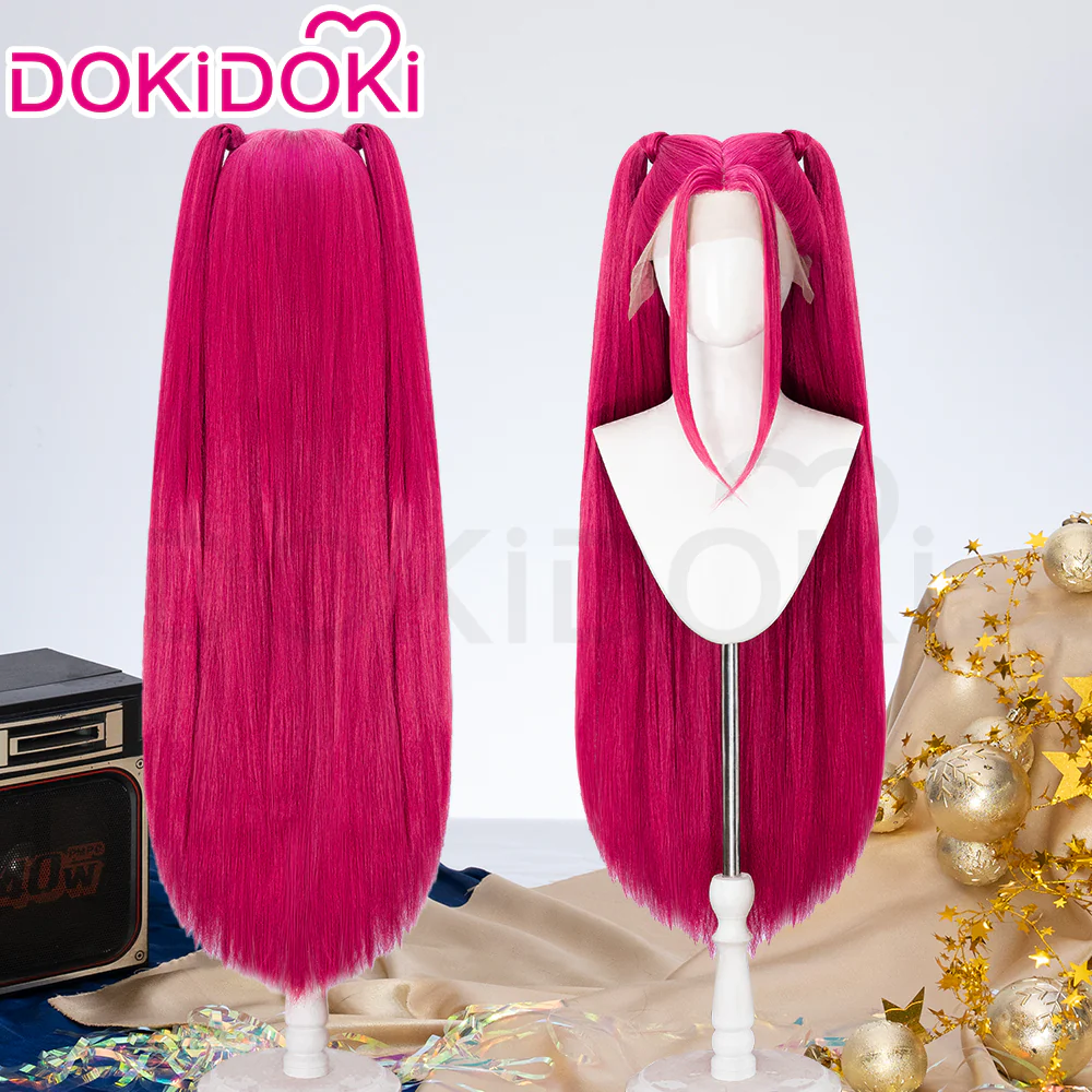 【US/EU LOCAL SHIPPING 】DokiDoki Movie Anime Cosplay Women Wig Long Pink Straight Hair Two Ponytails - Image 5