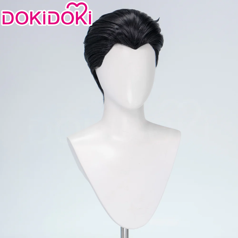 DokiDoki Movie Cosplay Hero Wig Short Black Slicked Back Hair - Image 3