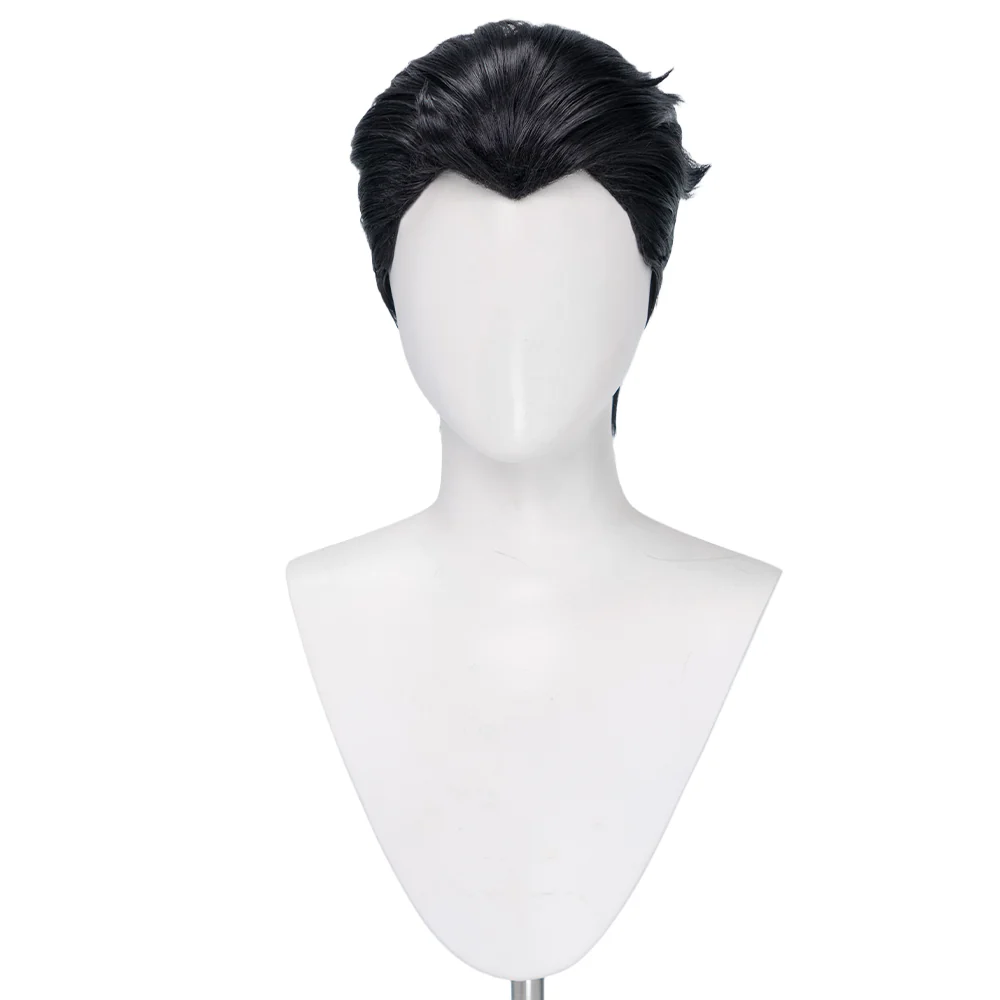 DokiDoki Movie Cosplay Hero Wig Short Black Slicked Back Hair - Image 5
