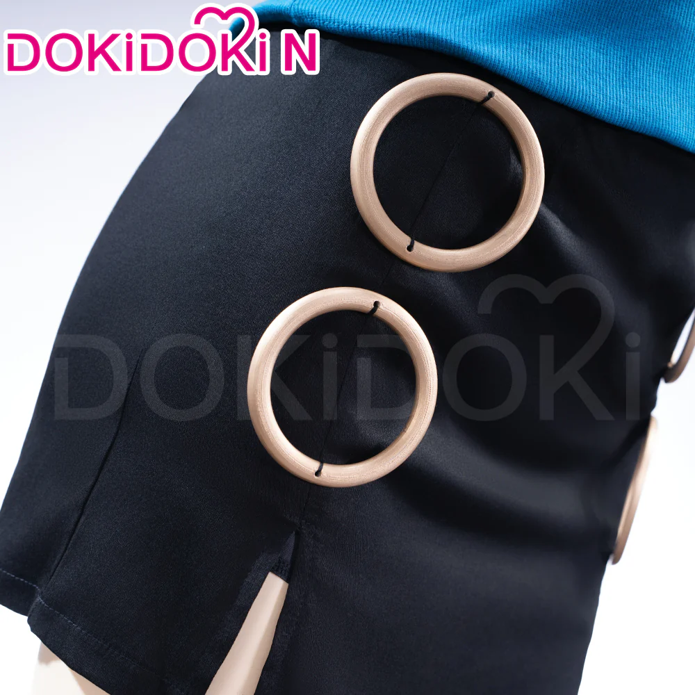 【Size XS-3XL】DokiDoki-N Movie Cosplay Women Costume Blue Shirt Black Dress Casual Wear Season 2 - Image 3