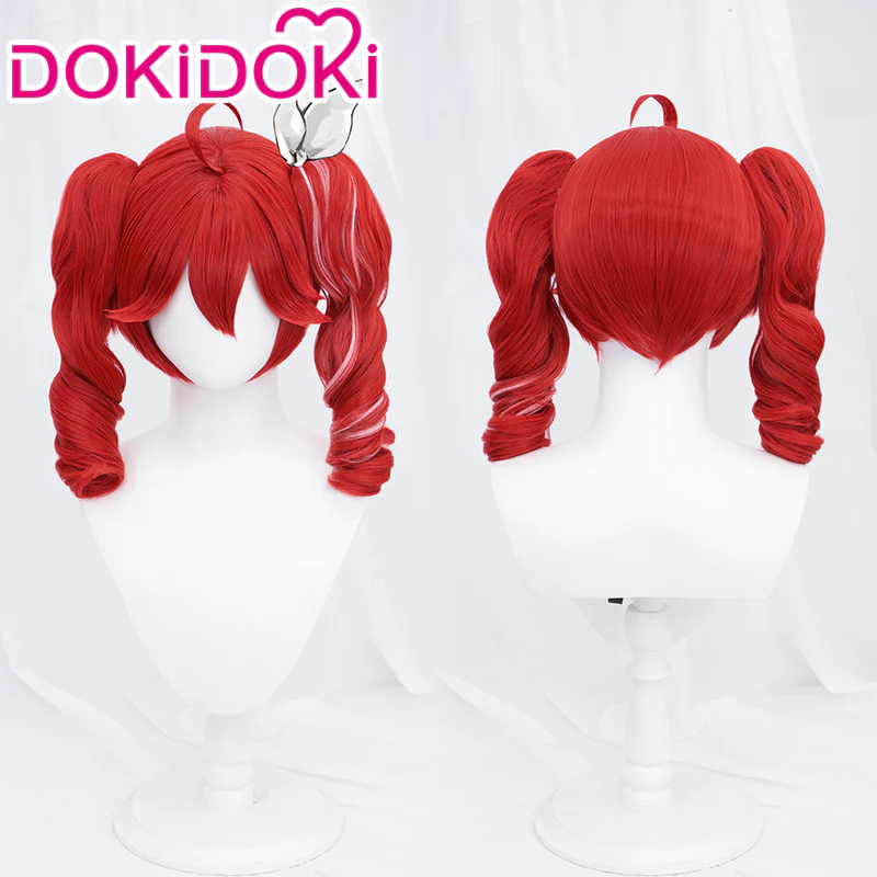 【Ready For Ship】DokiDoki Project DIVA 2nd Cosplay Wig Long Curly Red Pink