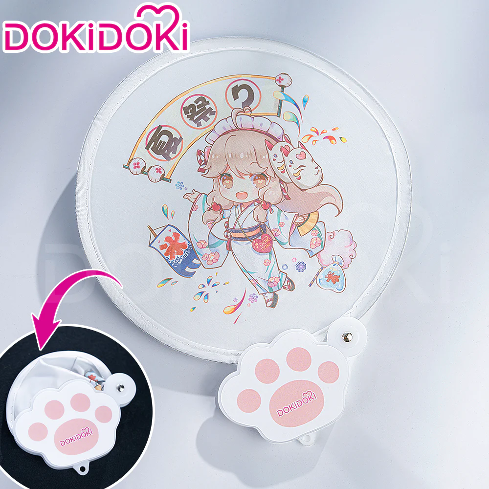 DokiDoki Prop Portable Round Reflective Folding Fan 2-in-1 Folding Fan & Reflector - Image 3