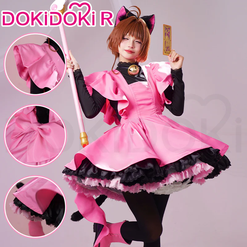【In Stock】DokiDoki-R Anime Card Captor Sakura Cosplay Kinomoto Sakura Costume Cute Black Cat Suit Women THE THUNDER Cardcaptor Sakura