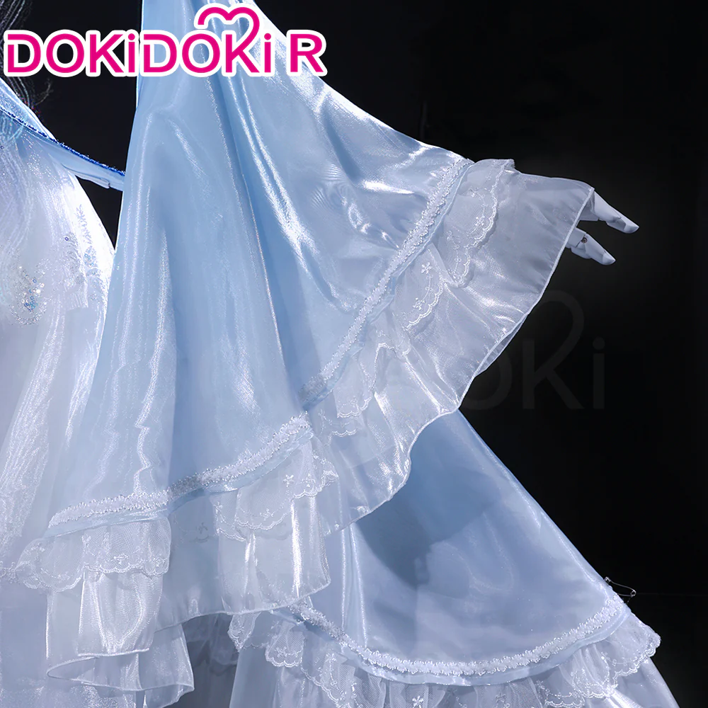 DokiDoki-R Anime Cosplay Costume Blue White Dress Crystal Dress Ver - Image 4