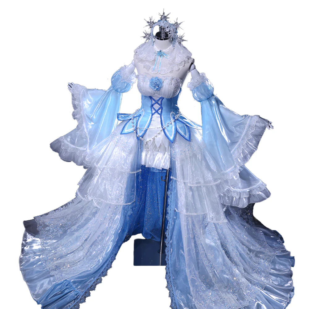 DokiDoki-R Anime Cosplay Costume Blue White Dress Crystal Dress Ver - Image 5